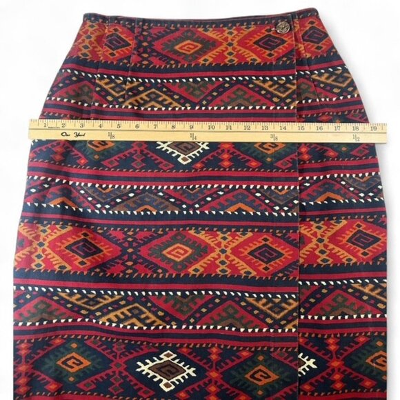 Vintage Cambridge Dry Goods Red Aztec Tribal Print Wrap Skirt | Size 8/10 | EUC - Picture 5 of 9
